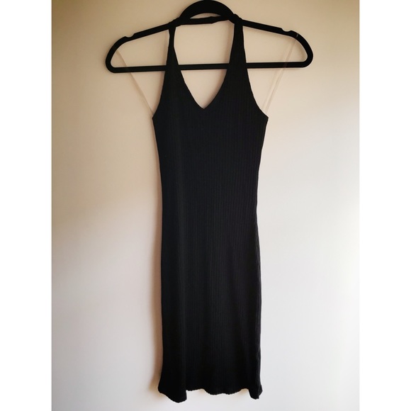 Dresses & Skirts - Black Ribbed Halter Mini Dress